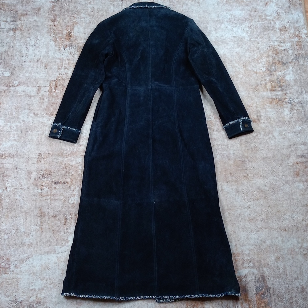 Wilsons Leather Vintage Blue Long Boho Suede Leather Coat Womdns Medium - Picture 8 of 13
